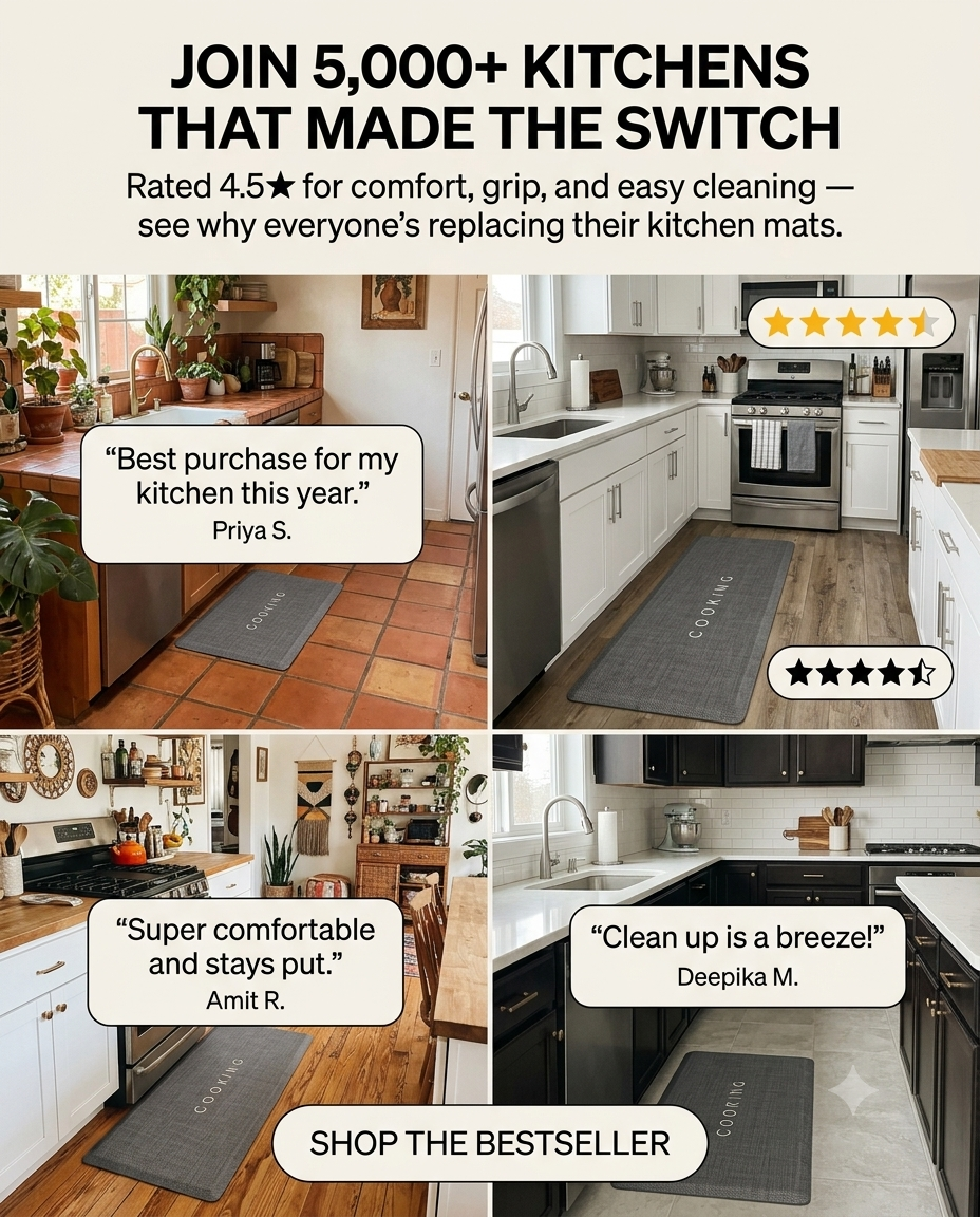 2 Piece Kitchen Mat, Waterproof Memory Foam Kitchen Rugs, Standing Desk Mat Floor Mat