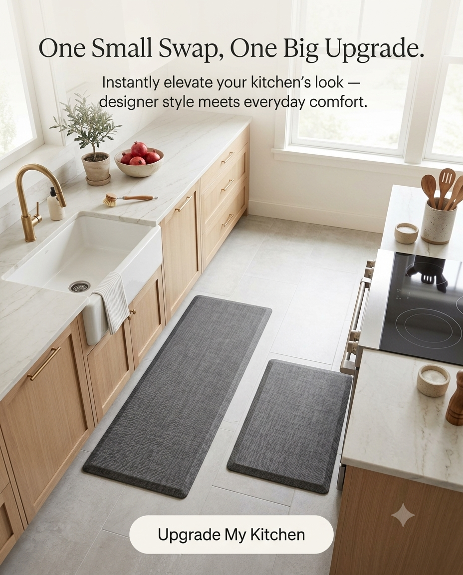 2 Piece Kitchen Mat, Waterproof Memory Foam Kitchen Rugs, Standing Desk Mat Floor Mat