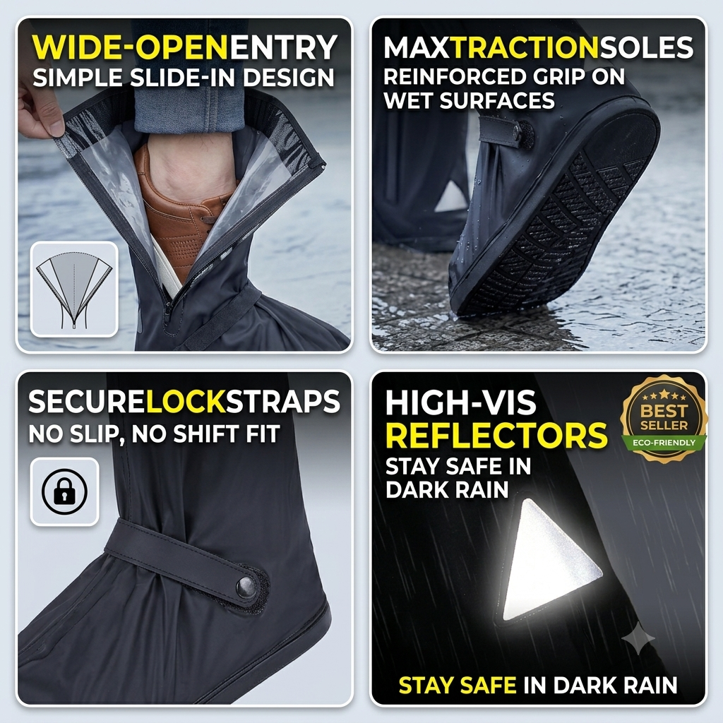 Waterproof Silicone Shoe Covers | Reusable Anti-Slip Rain Boot Protectors (Unisex)