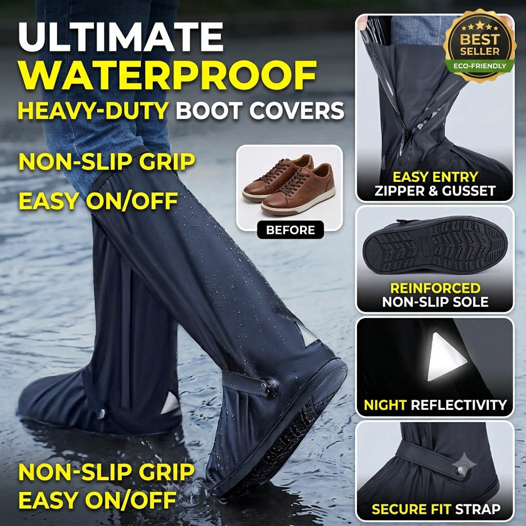 Waterproof Silicone Shoe Covers | Reusable Anti-Slip Rain Boot Protectors (Unisex)
